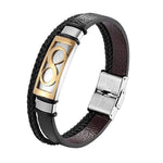 Infinity leather and steel bracelet Gold / 17 cm nz