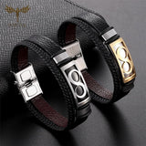 Infinity leather and steel bracelet nz
