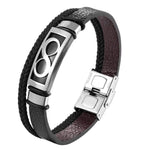 Infinity leather and steel bracelet nz