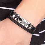 Infinity leather and steel bracelet nz