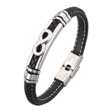 Infinity synthetic leather bracelet Black / 16.5 cm nz