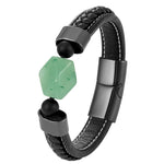 Jade leather bracelet Black and green / 19 cm nz