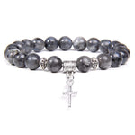 Labradorite cross bracelet Grey / 17CM nz