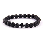 Lava stone bracelet with cross Black nz