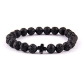 Lava stone bracelet with cross Black nz