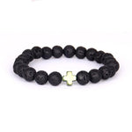 Lava stone bracelet with cross Gold nz