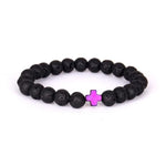 Lava stone bracelet with cross Pink nz