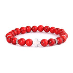 Lava stone bracelet with cross Red nz