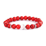 Lava stone bracelet with cross Red nz