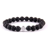 Lava stone bracelet with cross Silver nz