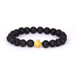 Lava stone bracelet with cross Yellow nz