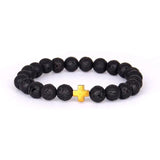 Lava stone bracelet with cross Yellow nz