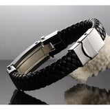 Leather and stainless steel cross bracelet nz