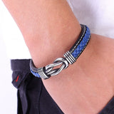 Leather and steel bracelet nz