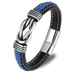 Leather and steel bracelet nz