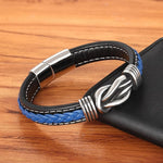 Leather and steel bracelet nz