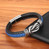Leather and steel bracelet nz