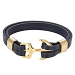 Leather bracelet metallic anchor Gold / 19CM nz