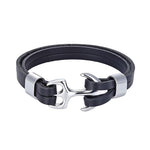 Leather bracelet metallic anchor Silver / 19CM nz