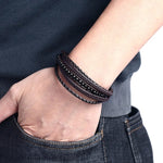 Leather bracelet with black beads nz