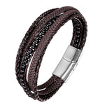 Leather bracelet with black beads nz