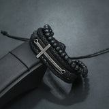 Leather bracelet with cross nz