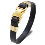 Leather bracelet with gold buckle nz