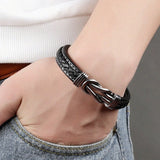 Leather bracelet with metal nz