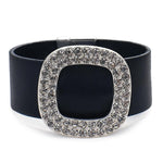 Leather bracelet with rhinestones One size fits all nz