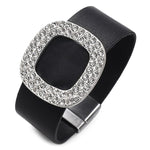 Leather bracelet with rhinestones One size fits all nz