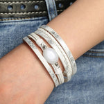 Leather bracelet with white pearl One size fits all nz