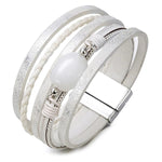 Leather bracelet with white pearl One size fits all nz