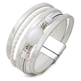 Leather bracelet with white pearl One size fits all nz