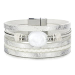 Leather bracelet with white pearl One size fits all nz