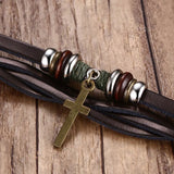 Leather cross bracelet nz