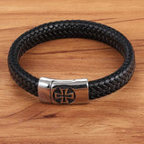 Leather iron cross bracelet nz