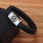 Leather iron cross bracelet nz