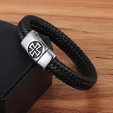 Leather iron cross bracelet nz