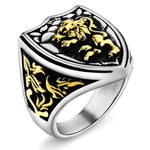 Lion crest signet ring 7 (54.4 mm) / Gold and silver nz