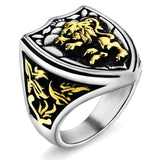 Lion crest signet ring 7 (54.4 mm) / Gold and silver nz