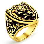 Lion crest signet ring 7 (54.4 mm) / Gold nz