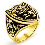 Lion crest signet ring 7 (54.4 mm) / Gold nz
