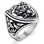 Lion crest signet ring 7 (54.4 mm) / Silver nz