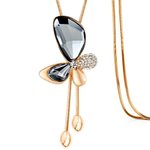 Long butterfly necklace Grey colour nz