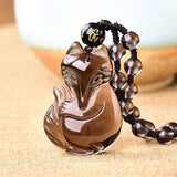 Lucky fox obsidian necklace pearl nz