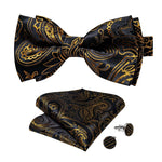 Luxury bow tie Black and gold cashmere nz