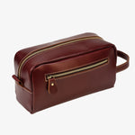 Luxury leather toiletry bag Bordeaux red nz