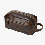 Luxury leather toiletry bag Coffee brown nz