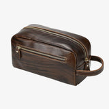 Luxury leather toiletry bag Coffee brown nz