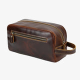 Luxury leather toiletry bag Dark brown nz